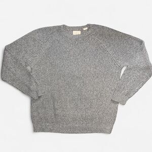 Weatherproof Vintage Thick Grey Cableknit Crewneck Sweater; Size Mens MEDIUM